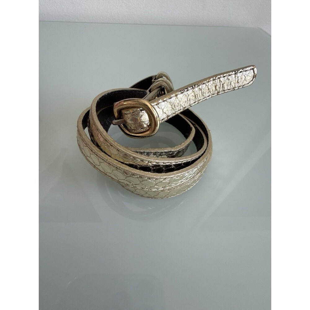 Boho Metallic Gold Genuine Leather Belt Distressed Western Festival Hippie